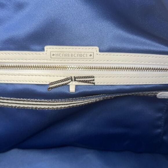 Henri Bendel white black large shoulder bag tote gold hardware leather - Picture 9 of 9